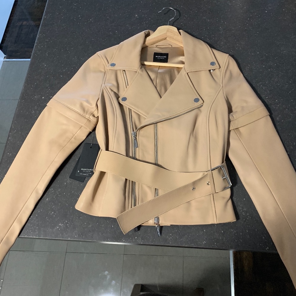 Marciano 100% Leather Nude Jacket Size S BRAND NEW WITH TAGS